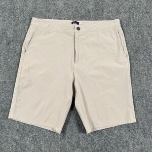 Johnnie-O Shorts‎ 33W Dawn 2 Dusk Light Khaki Polyester Cotton Spandex Men's